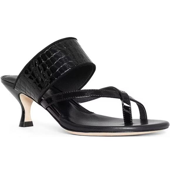 Donald J Pliner Shoes - Donald Pliner Louka Patent Leather Croco Embossed Slide Sandals Sz 10